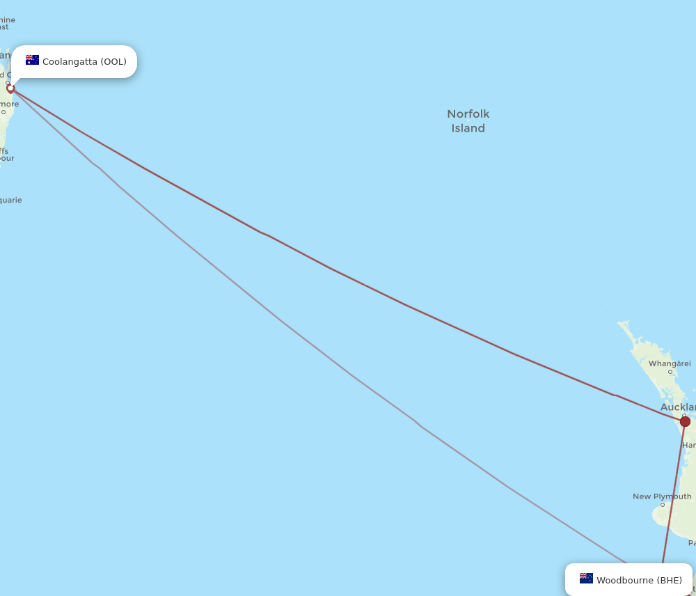 BHE-OOL flight routes