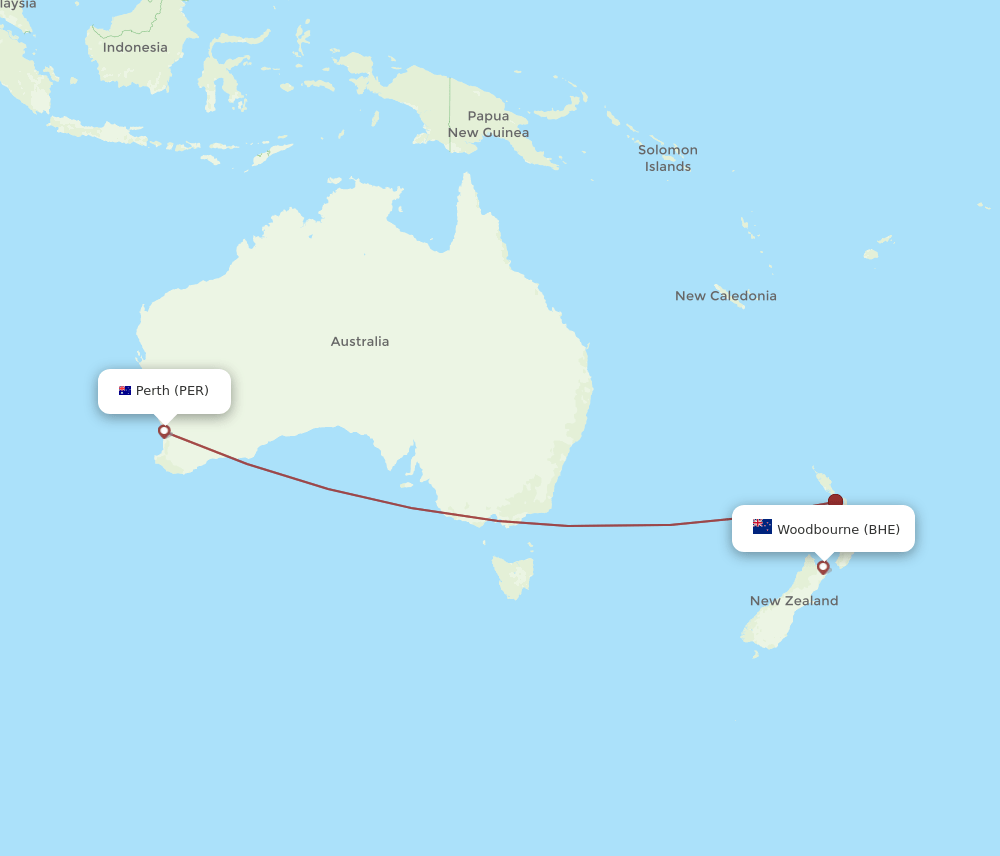 BHE-PER flight routes