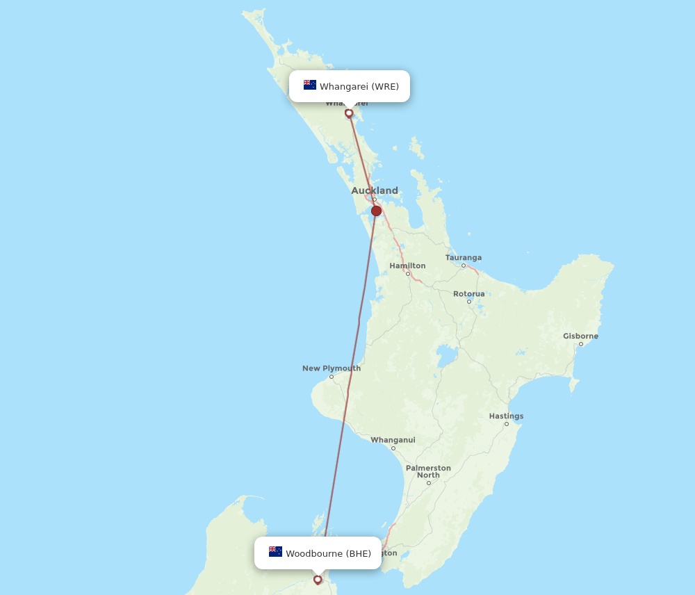 BHE-WRE flight routes