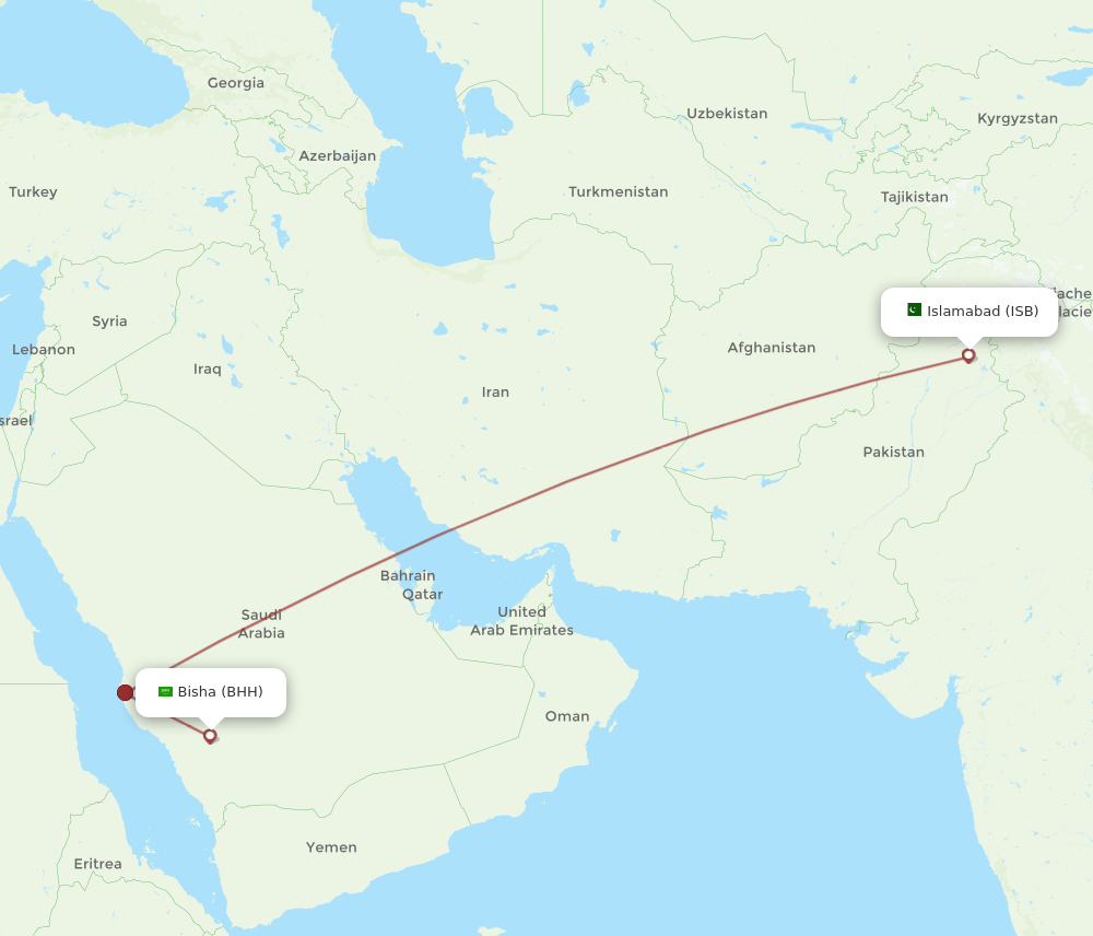 BHH-ISB flight routes