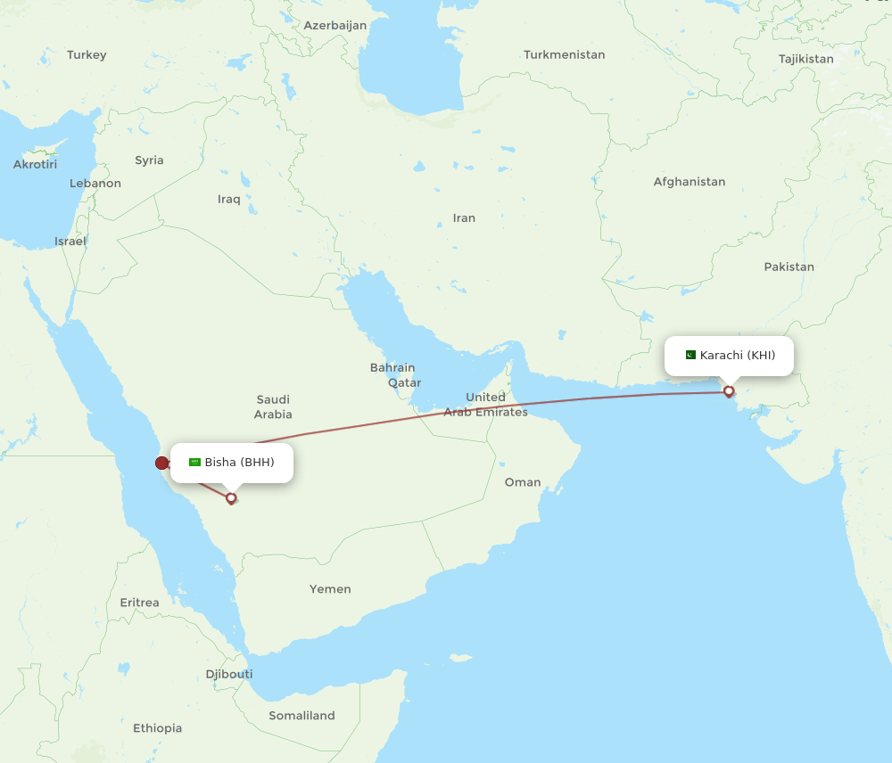 BHH-KHI flight routes