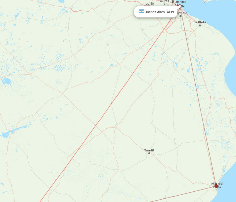 Bahia Blanca - Buenos Aires route map and flight paths