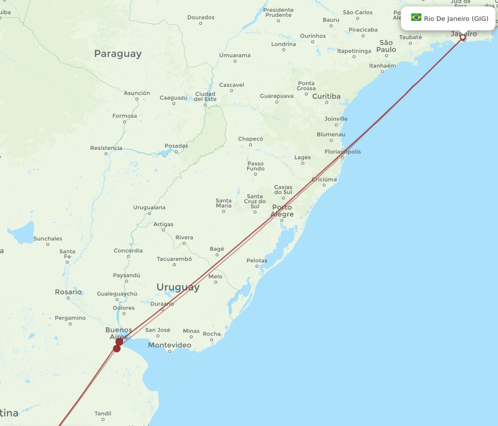 BHI to GIG flights and routes map