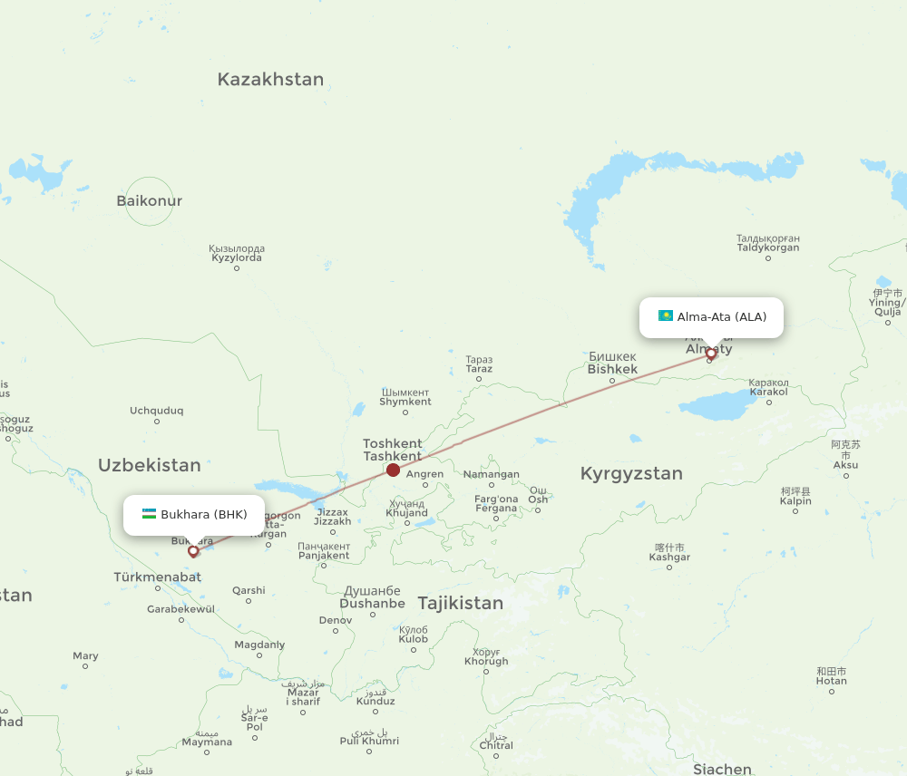 BHK-ALA flight routes