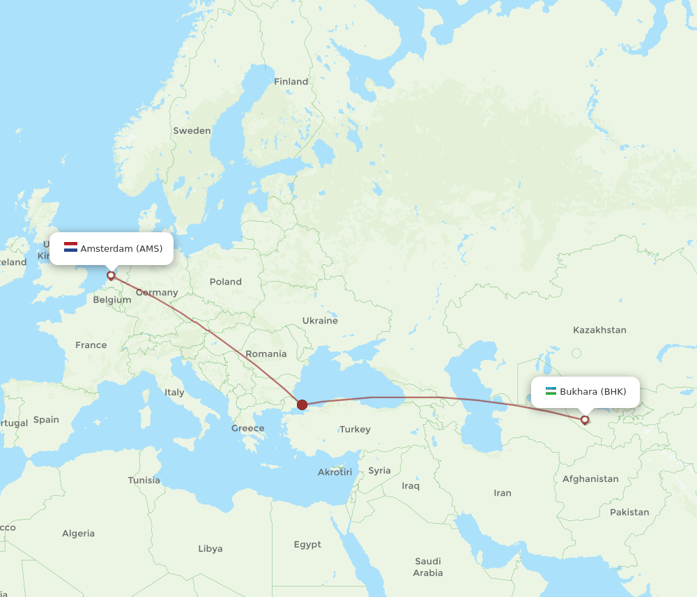 BHK-AMS flight routes