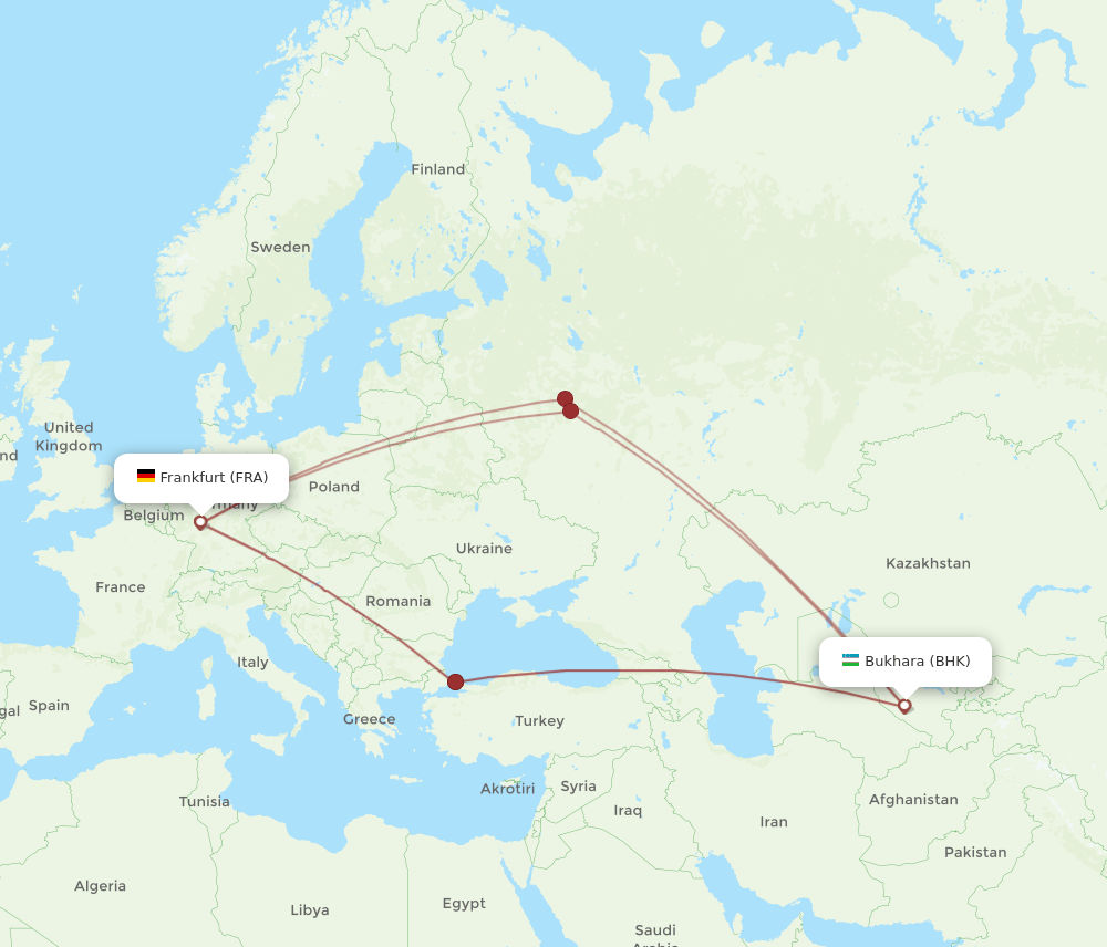 BHK-FRA flight routes