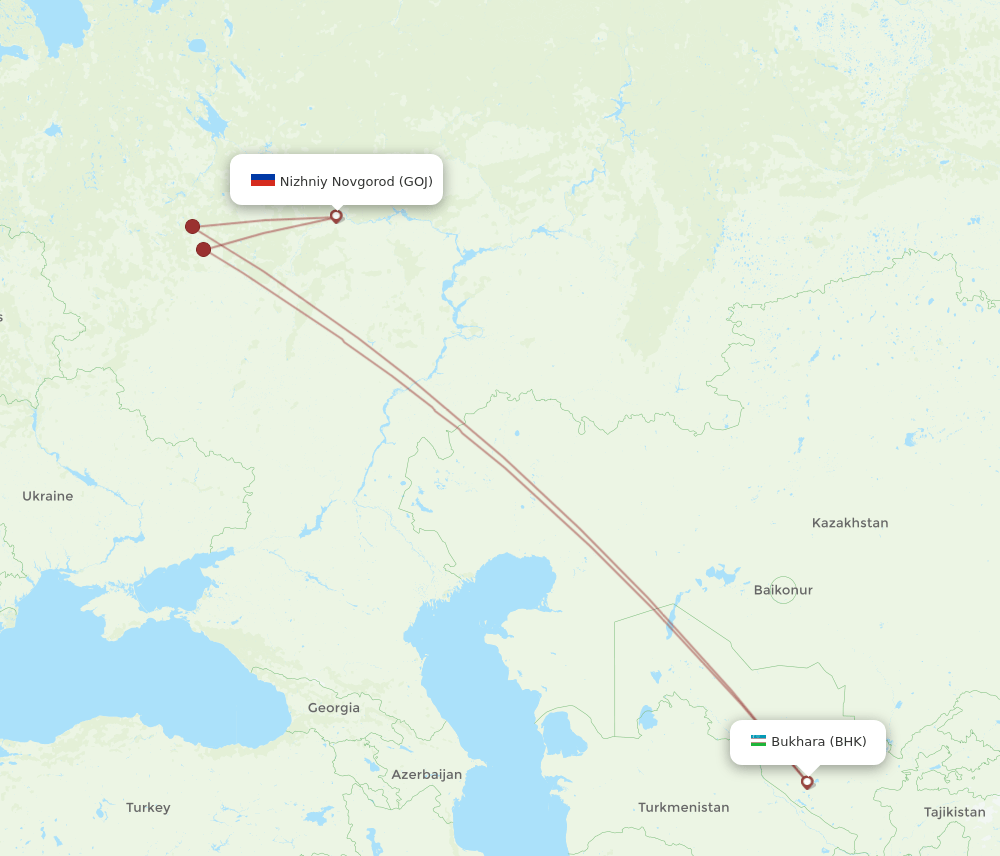 BHK-GOJ flight routes