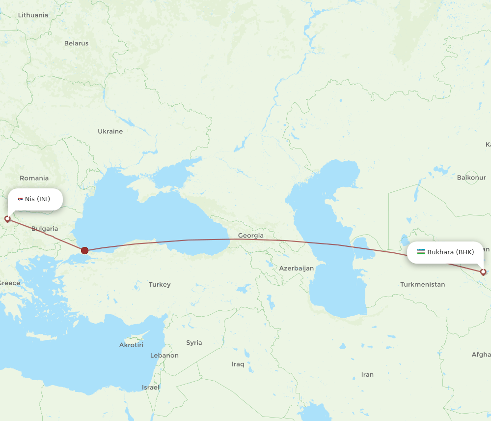 BHK to INI flights and routes map