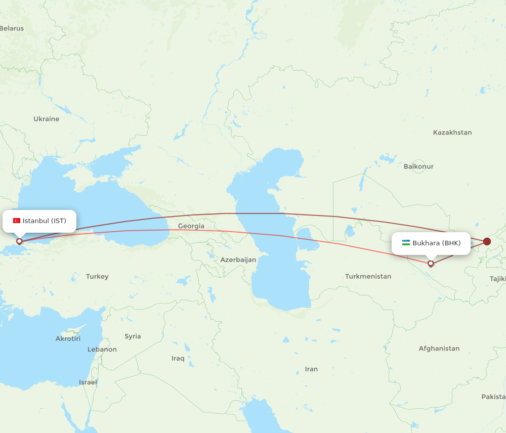 BHK to IST flights and routes map