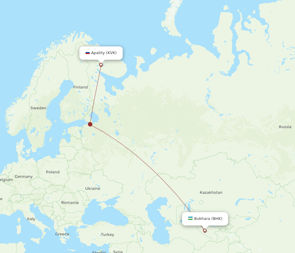 BHK to KVK flights and routes map