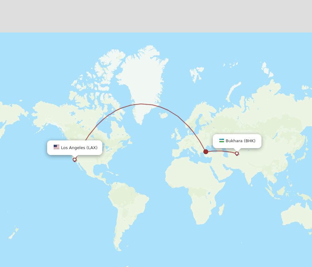 BHK to LAX flights and routes map