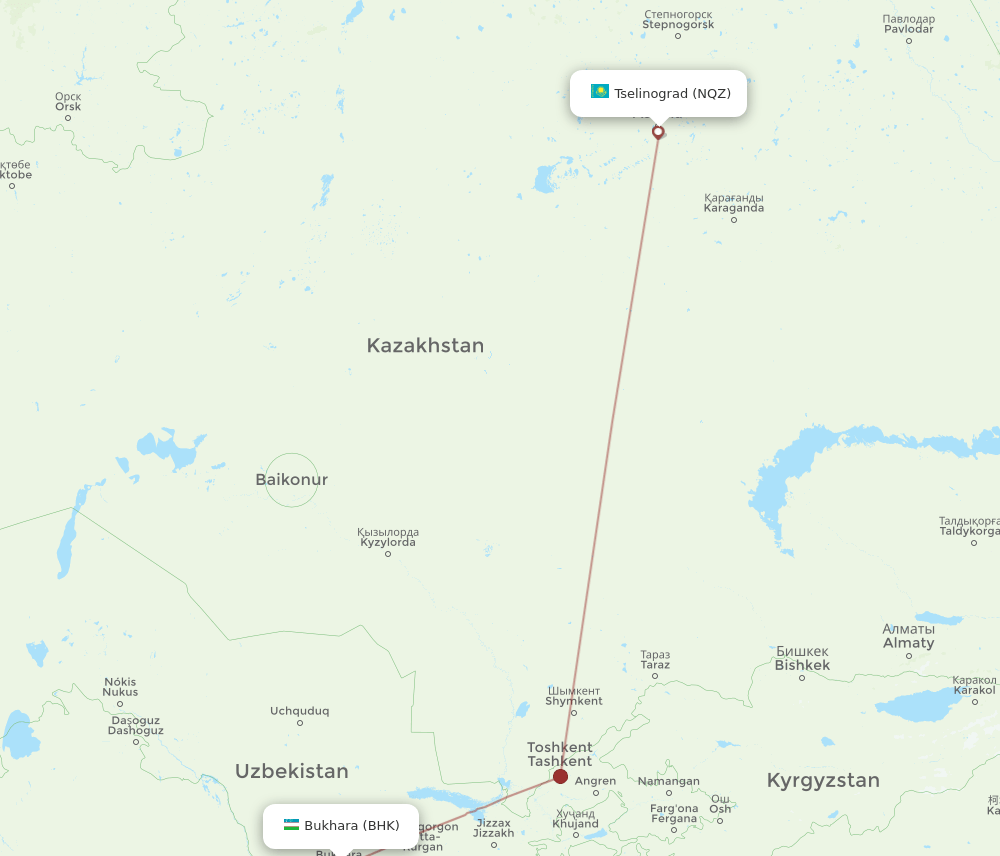 BHK-NQZ flight routes