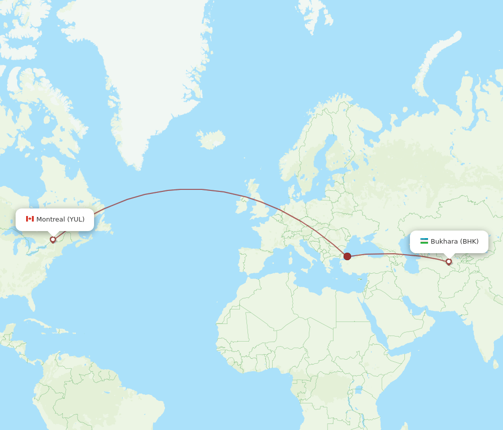 BHK-YUL flight routes