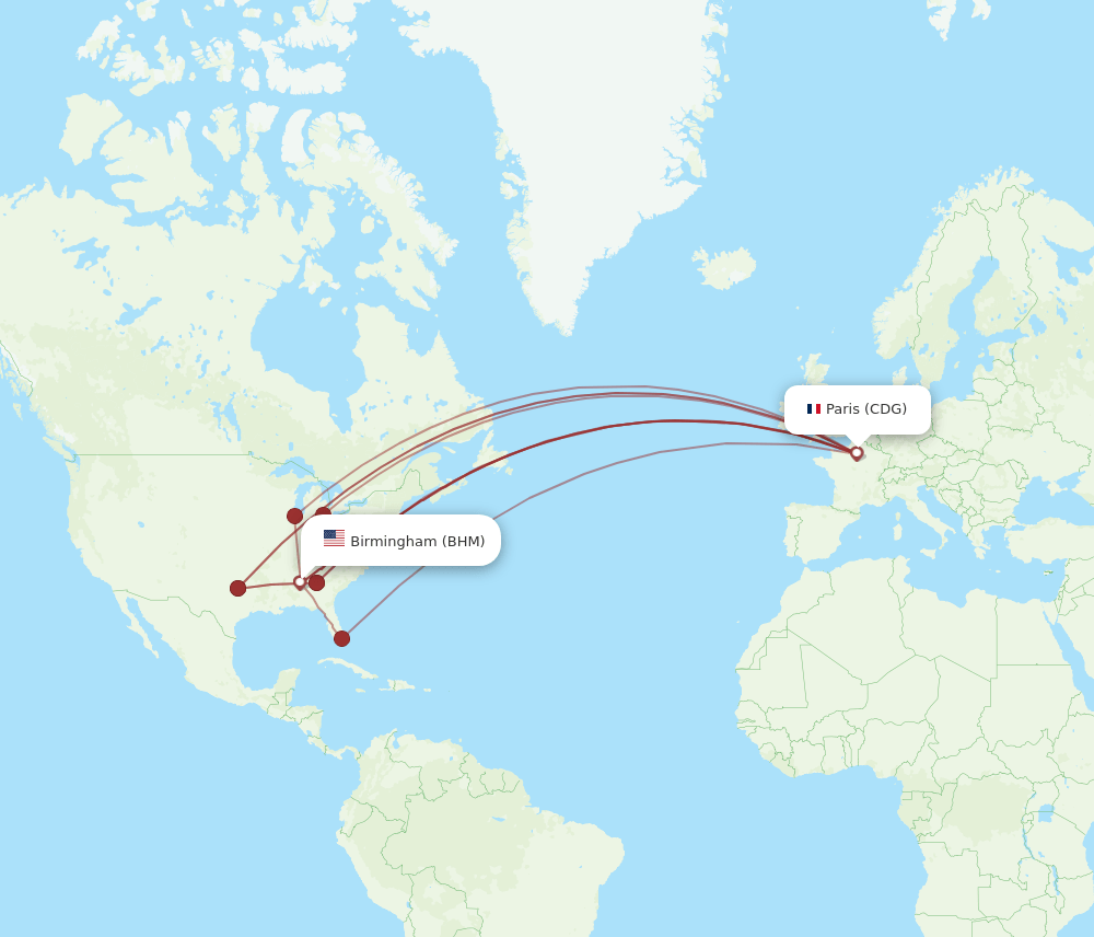 BHM-CDG flight routes