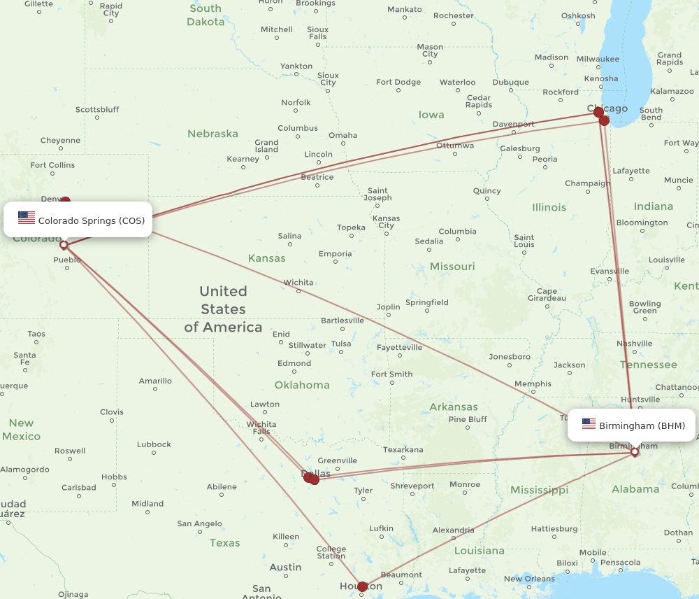BHM-COS flight routes