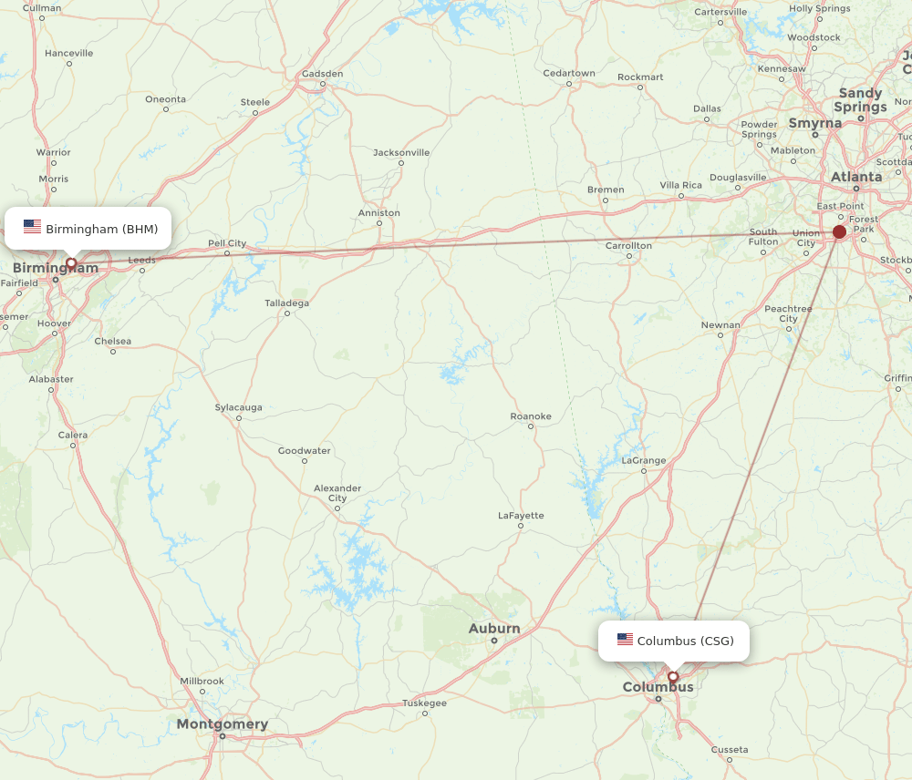 BHM-CSG flight routes