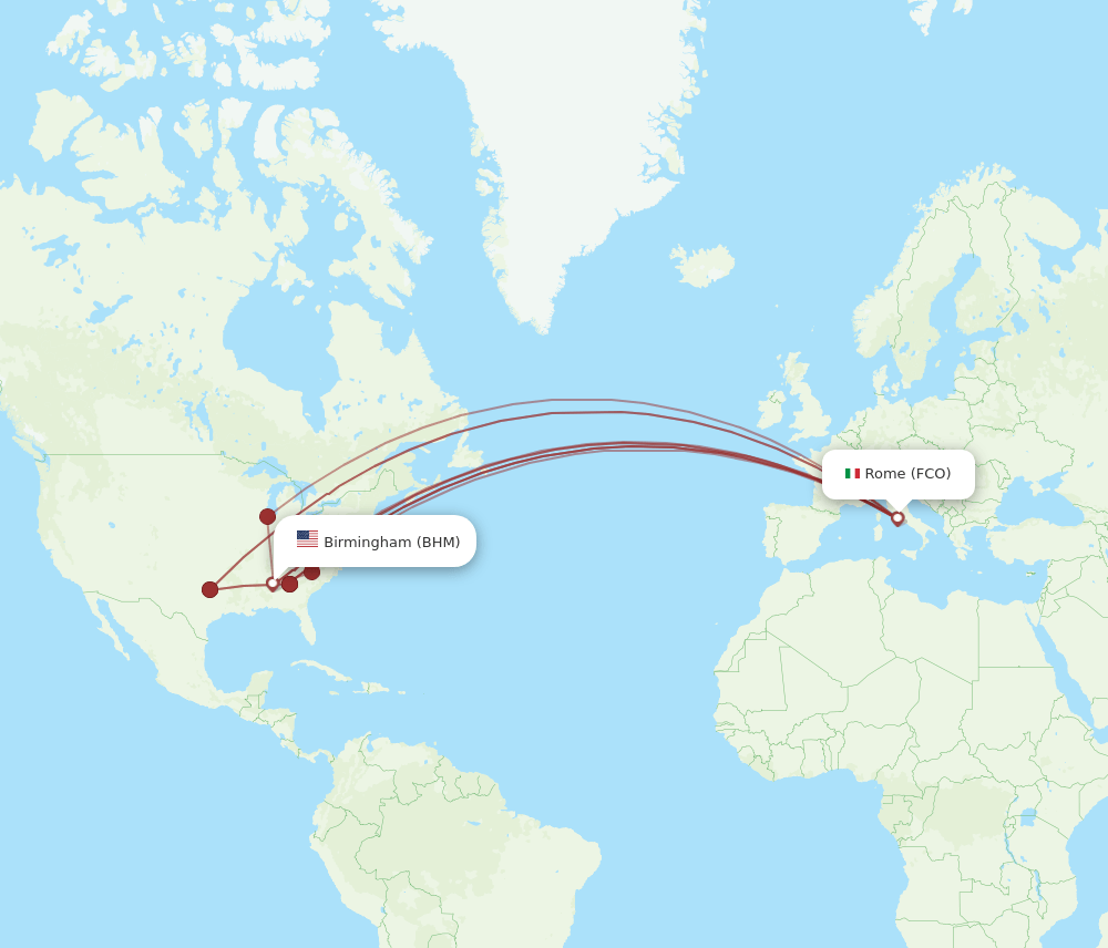 BHM-FCO flight routes