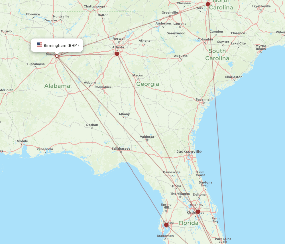 BHM-FLL flight routes