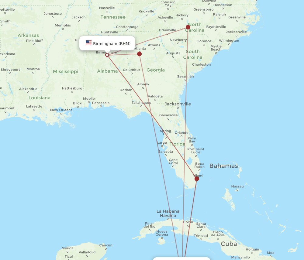 BHM-GCM flight routes