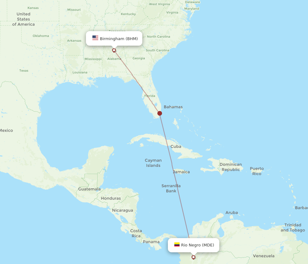 BHM-MDE flight routes