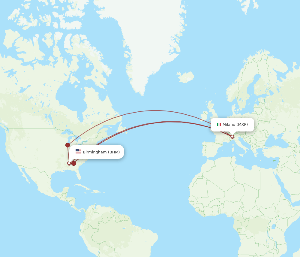 BHM-MXP flight routes