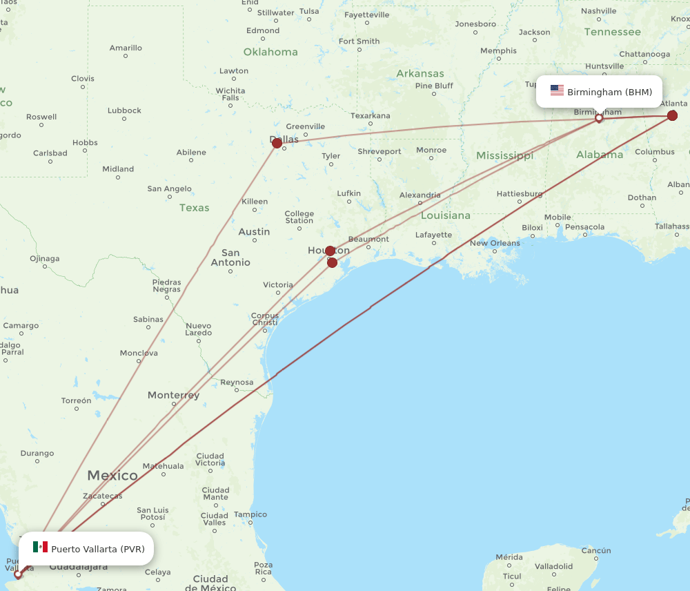 BHM-PVR flight routes