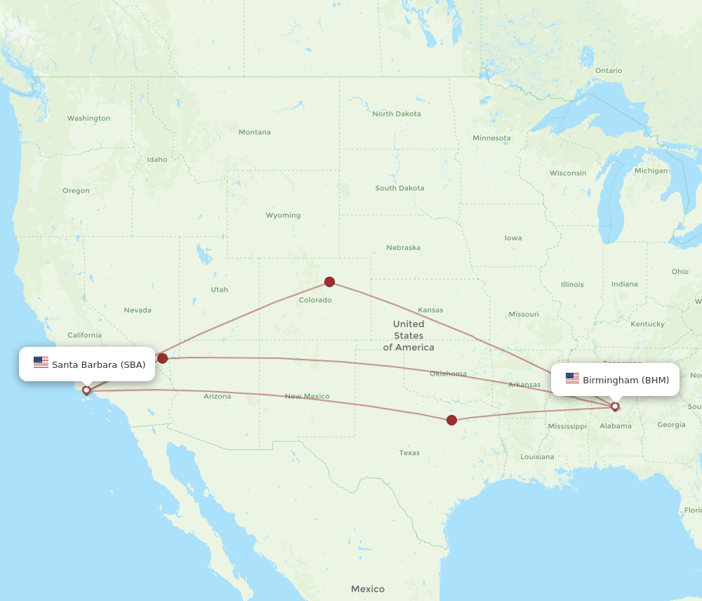 BHM-SBA flight routes