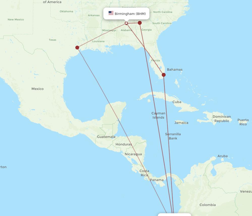 BHM to UIO flights and routes map