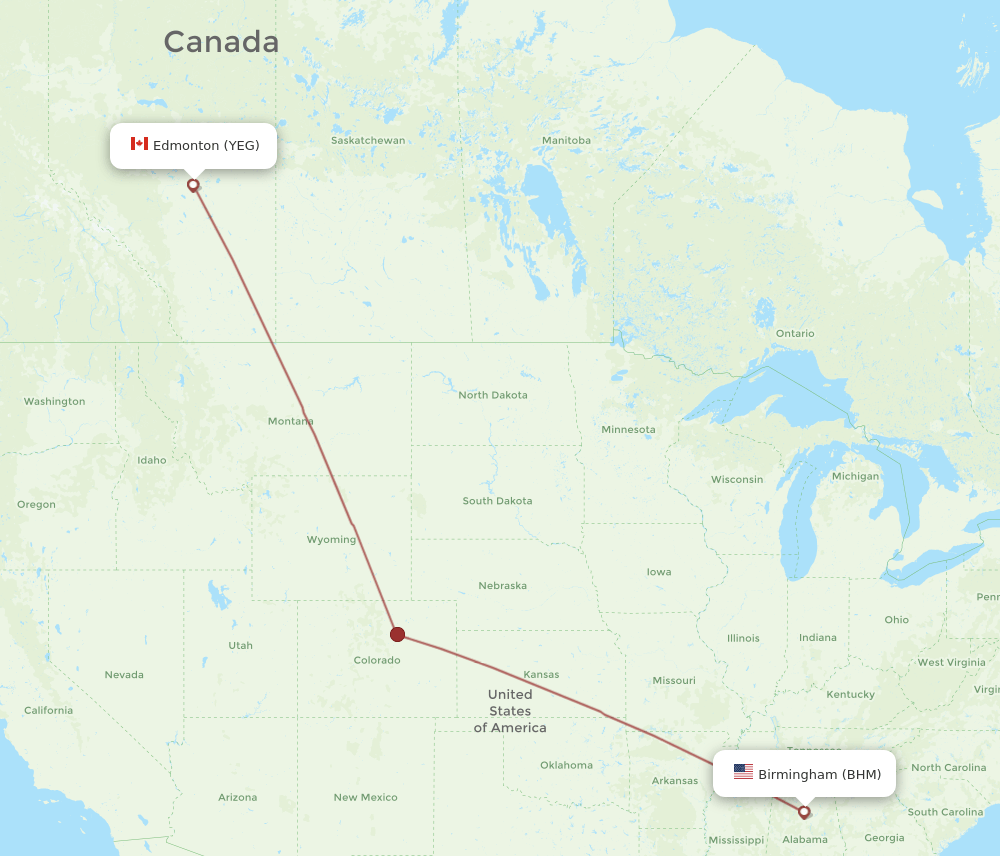 BHM-YEG flight routes