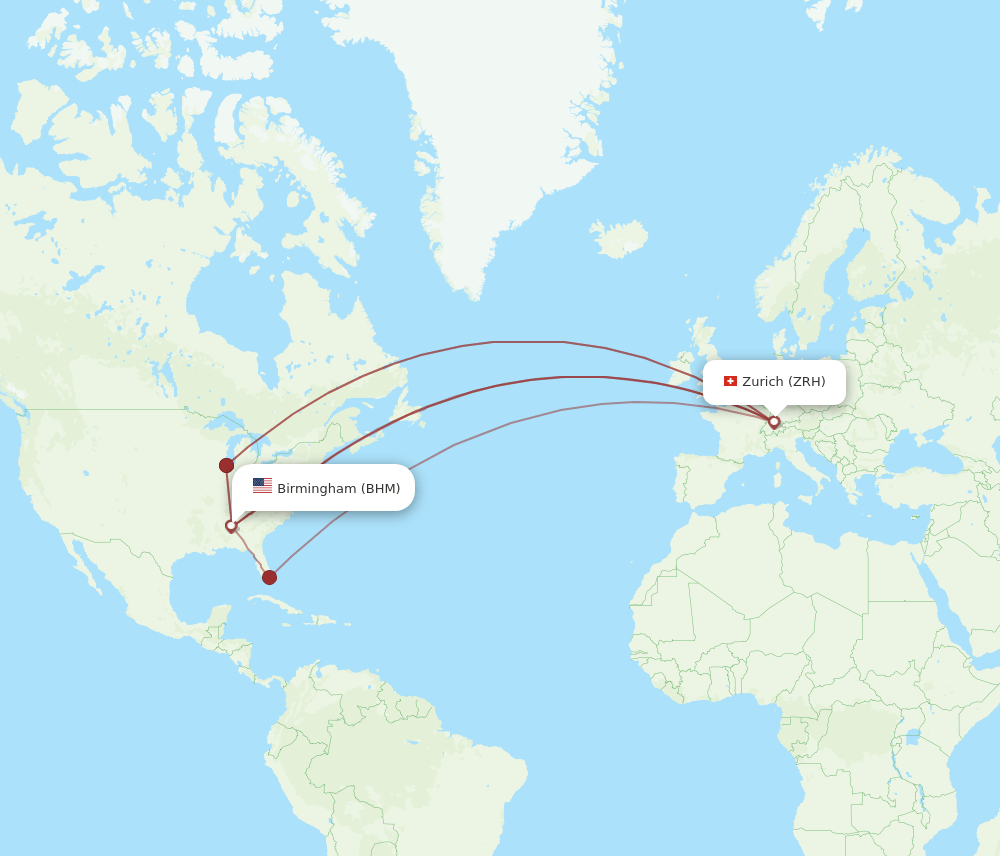 BHM-ZRH flight routes