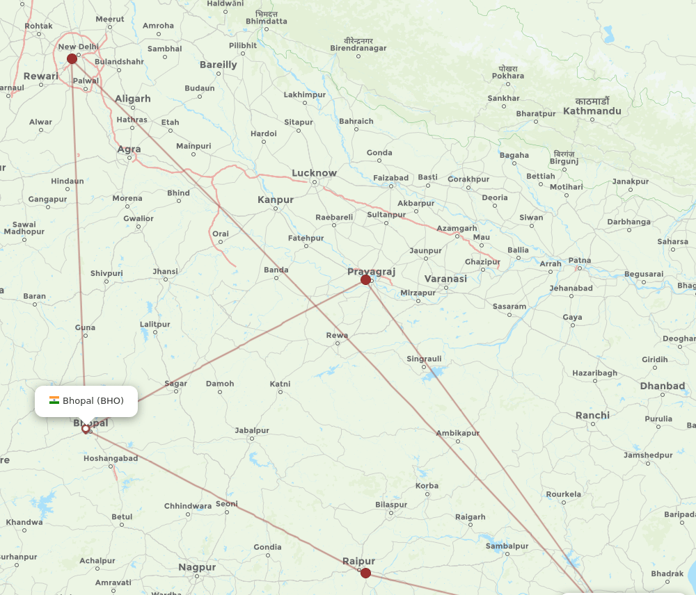 BHO-BBI flight routes