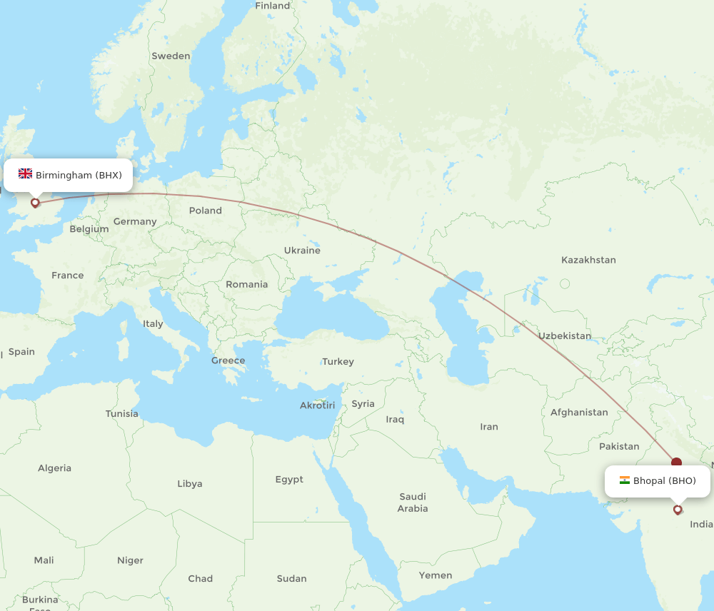 BHO-BHX flight routes