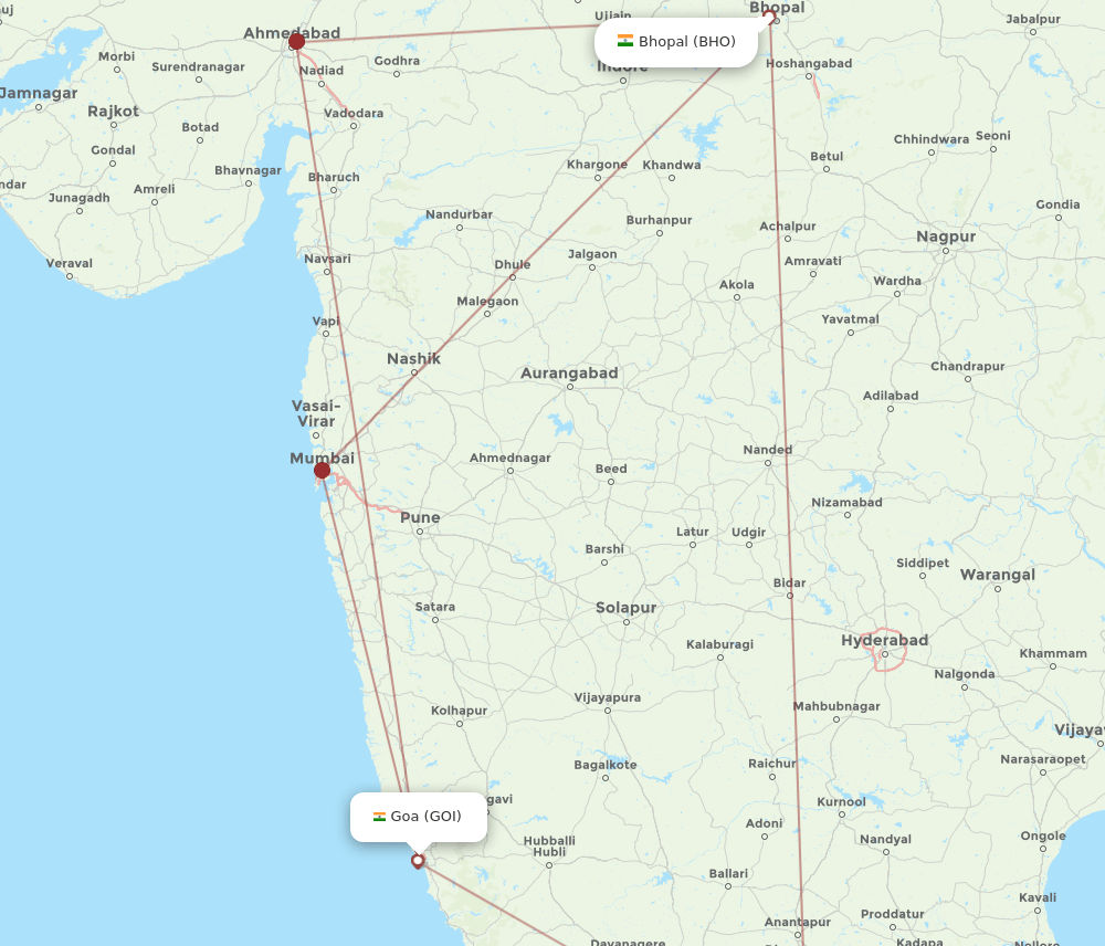 BHO-GOI flight routes