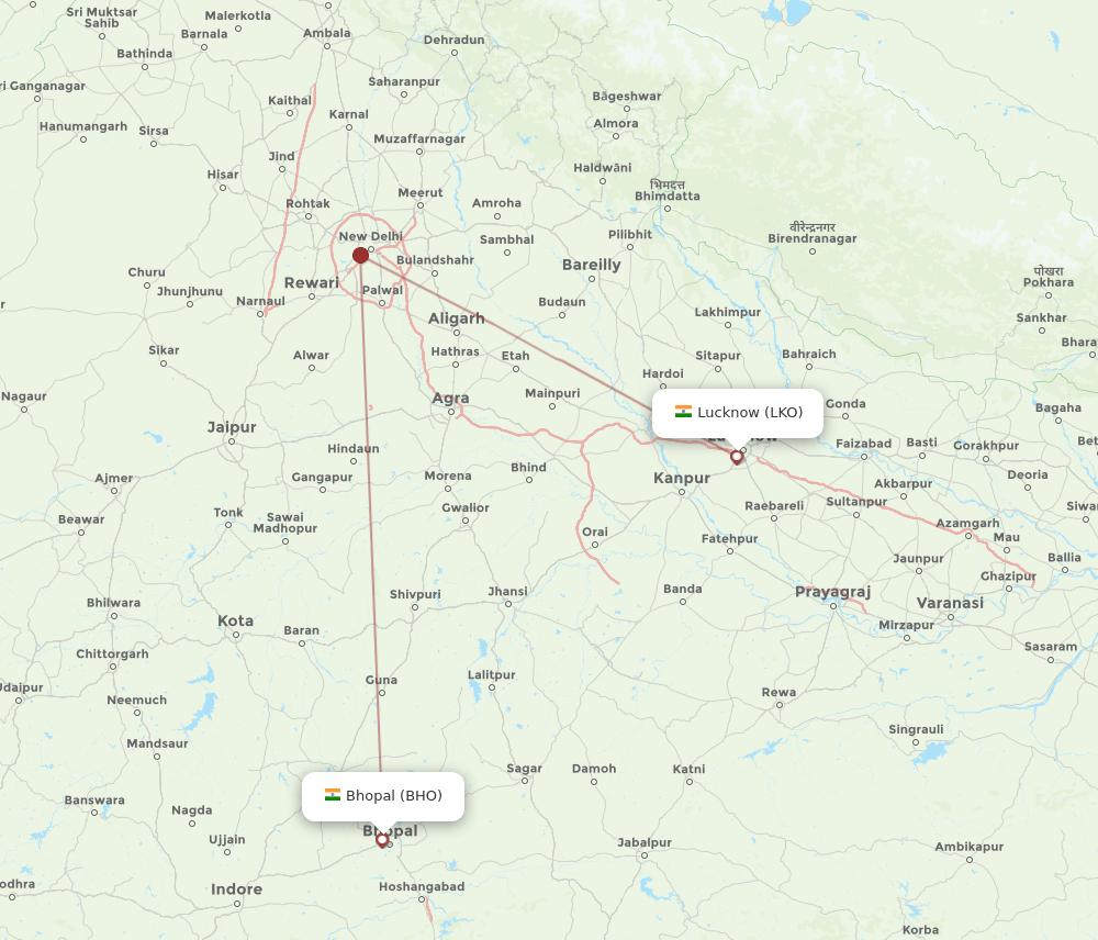 BHO-LKO flight routes