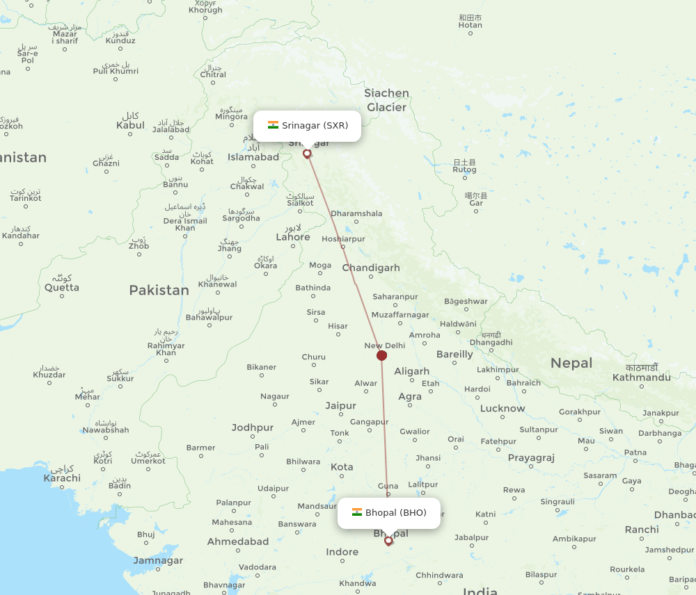 BHO-SXR flight routes