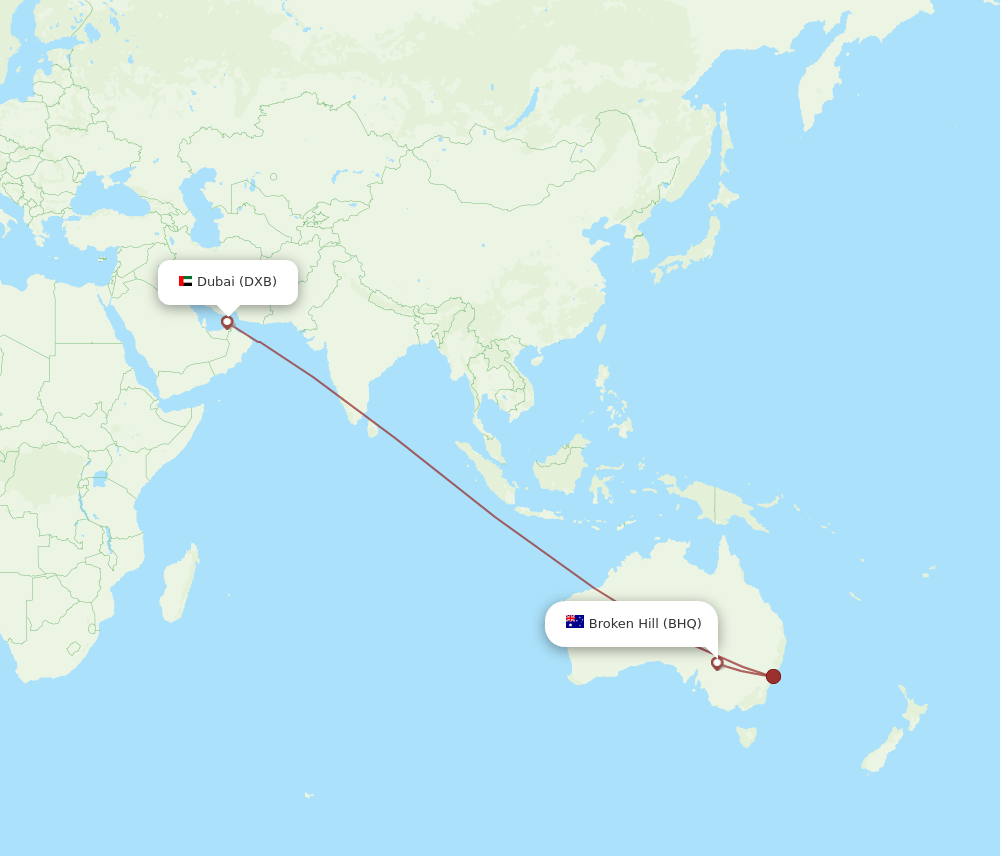 BHQ-DXB flight routes