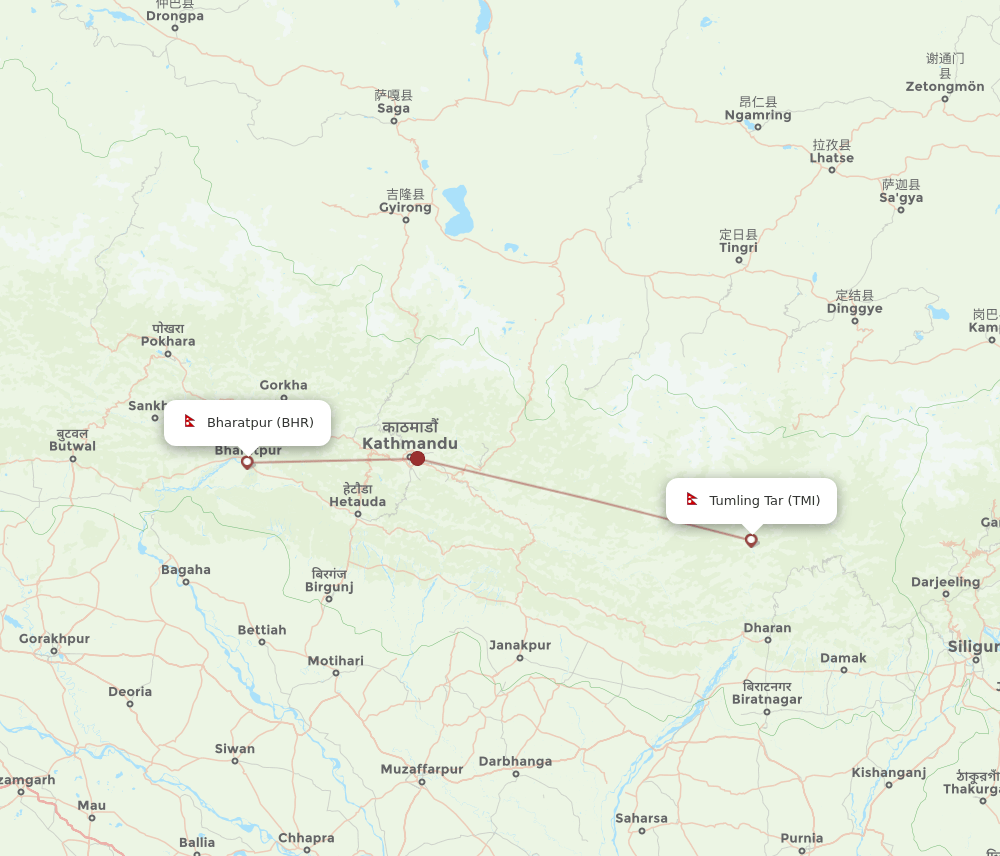 BHR to TMI flights and routes map