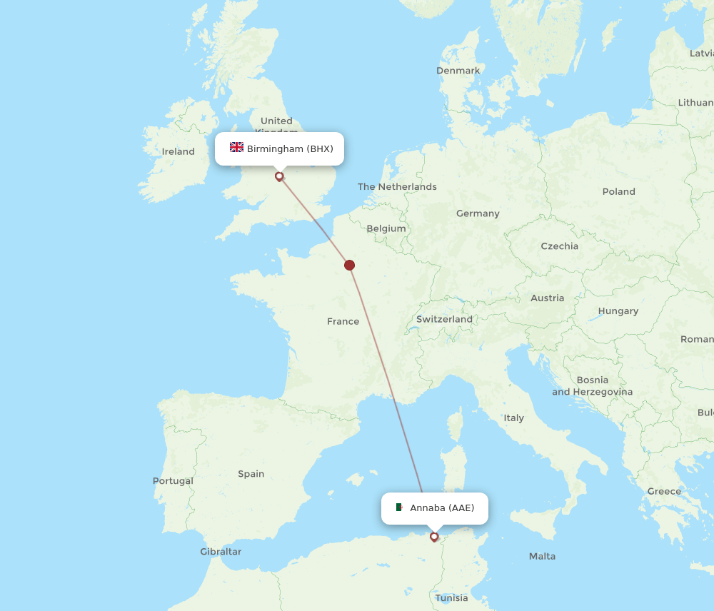 BHX-AAE flight routes