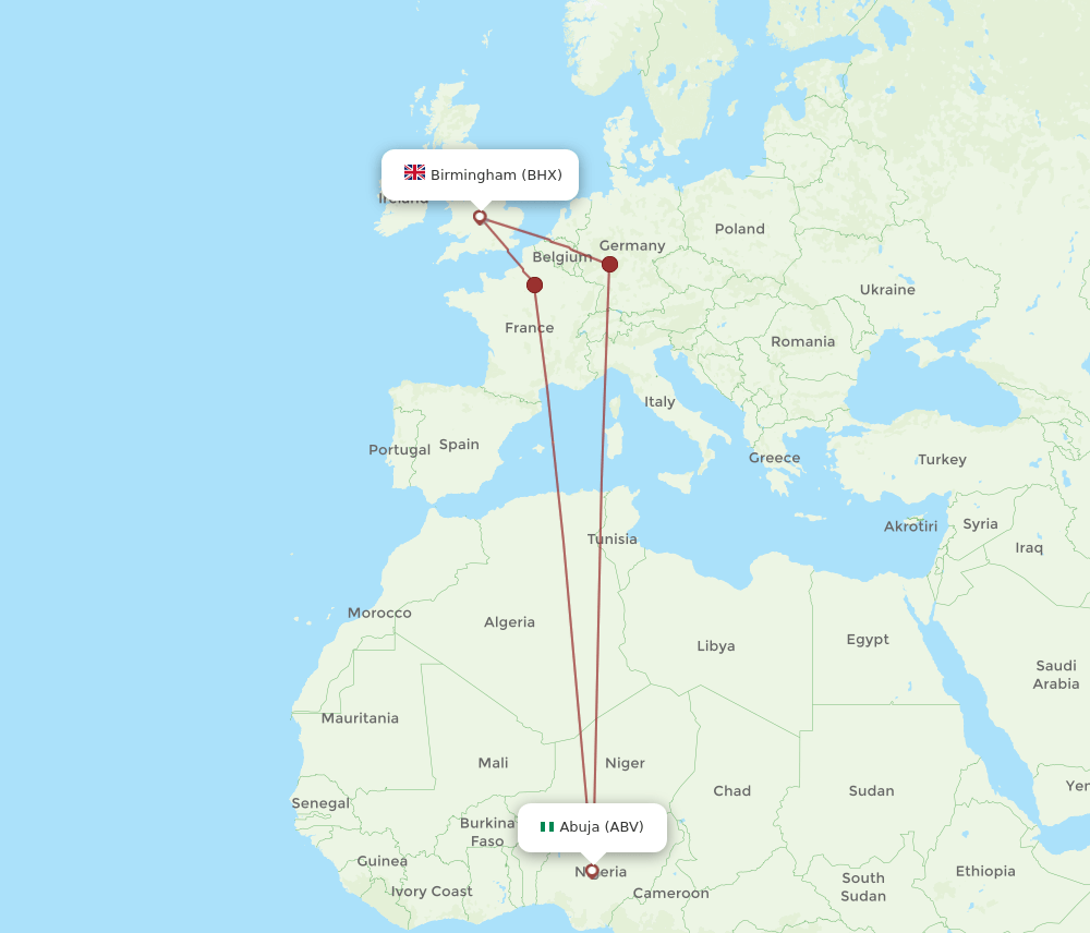 BHX-ABV flight routes