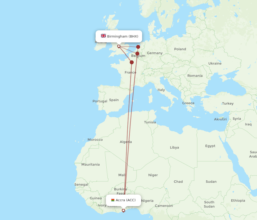 BHX-ACC flight routes