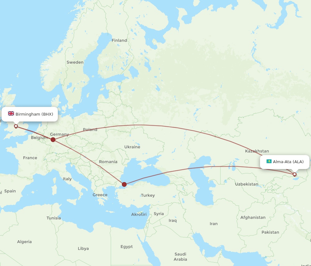 BHX-ALA flight routes