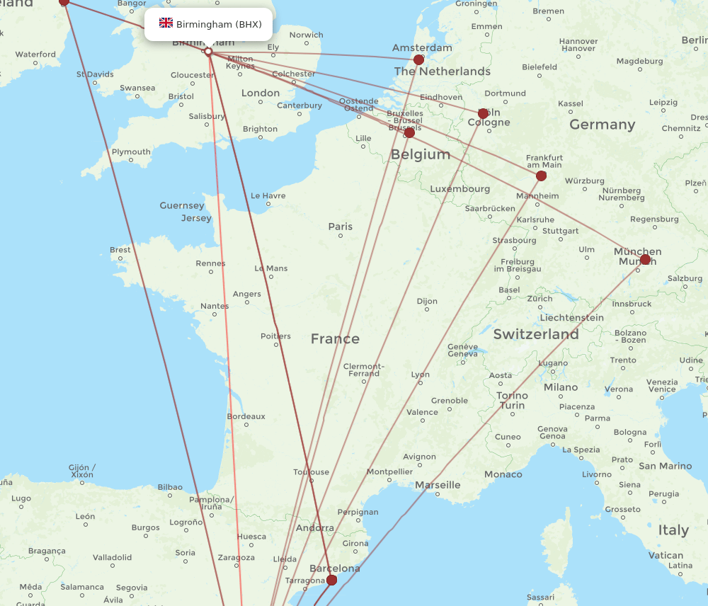 BHX-ALC flight routes