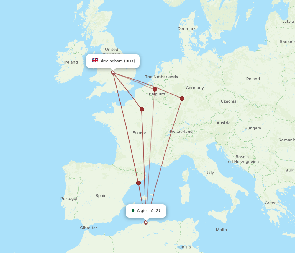 BHX-ALG flight routes