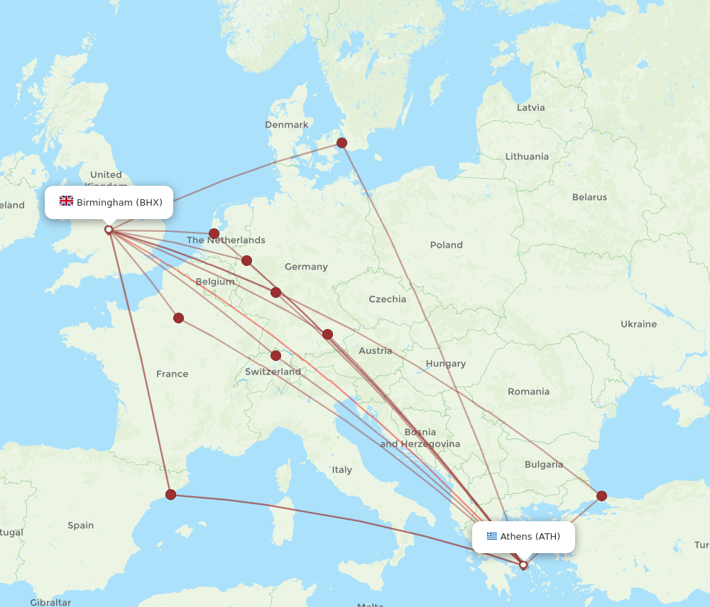 BHX-ATH flight routes