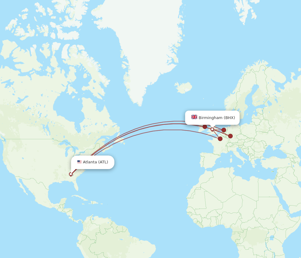 BHX-ATL flight routes