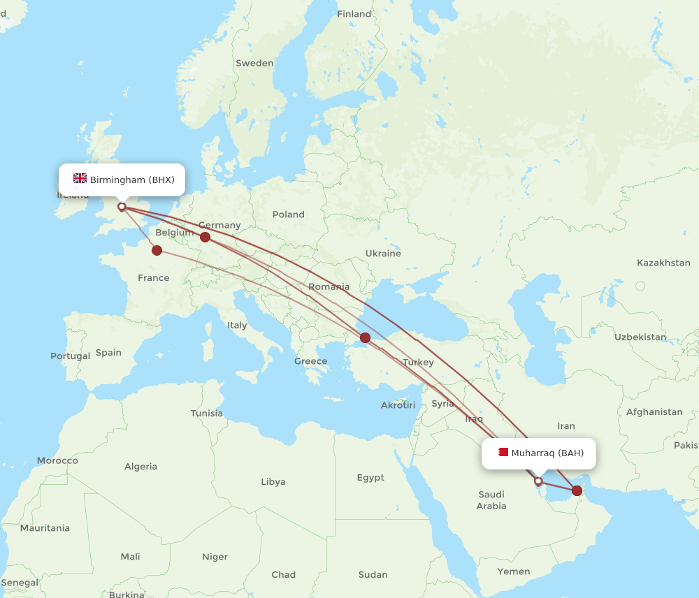 BHX-BAH flight routes