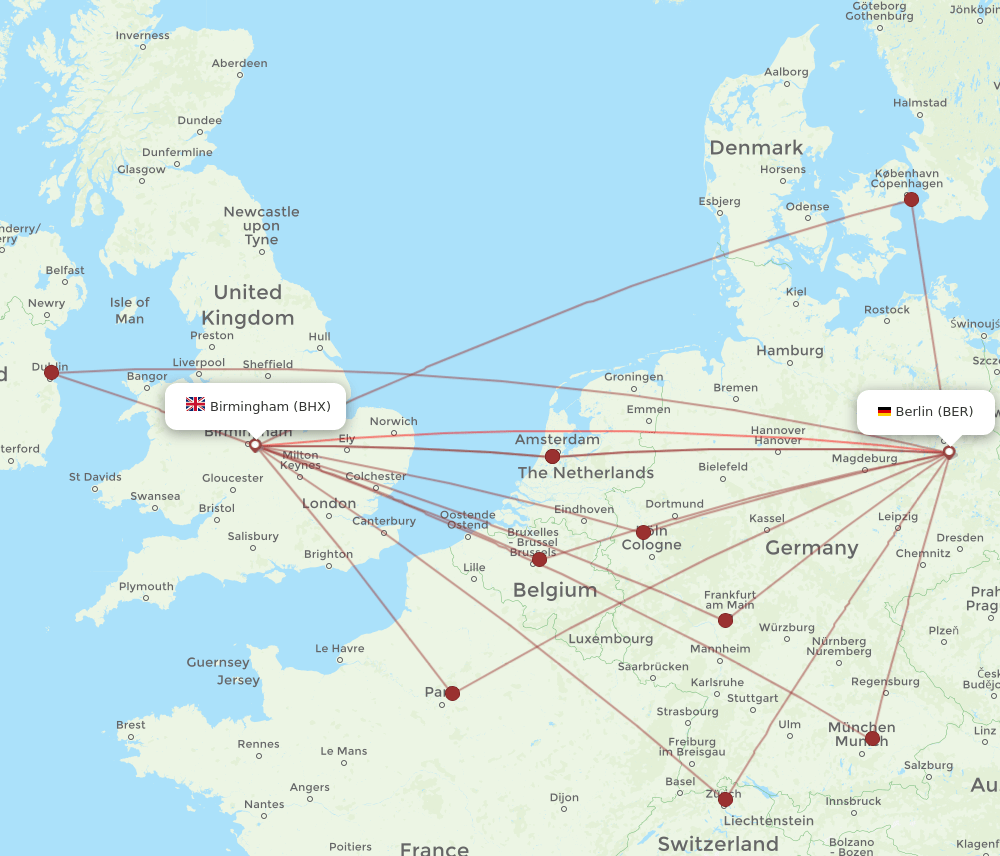 BHX-BER flight routes