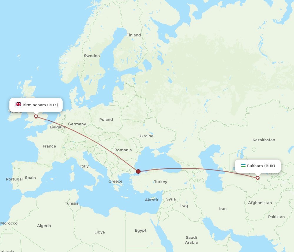 BHX-BHK flight routes