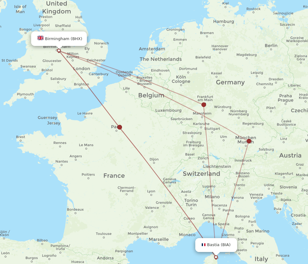 BHX-BIA flight routes