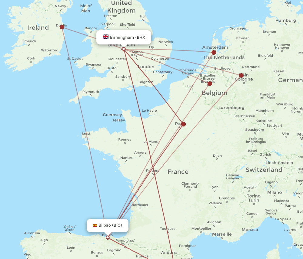 BHX-BIO flight routes